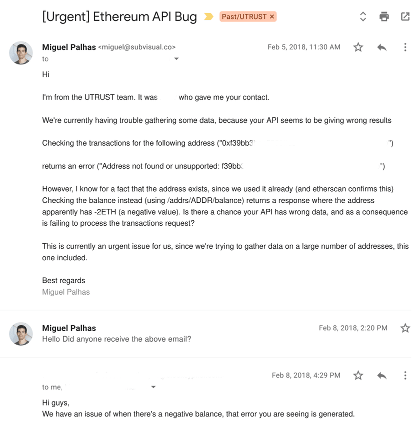 bug report email thread