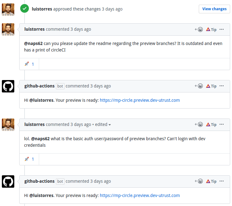 Comments triggering GitHub Action